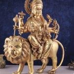 Majestic Brass Goddess Durga Sherawali Mata Idol | 31" Temple Masterpiece | 55kg Sacred Art | Divine Mother with Lion | Jaipurio